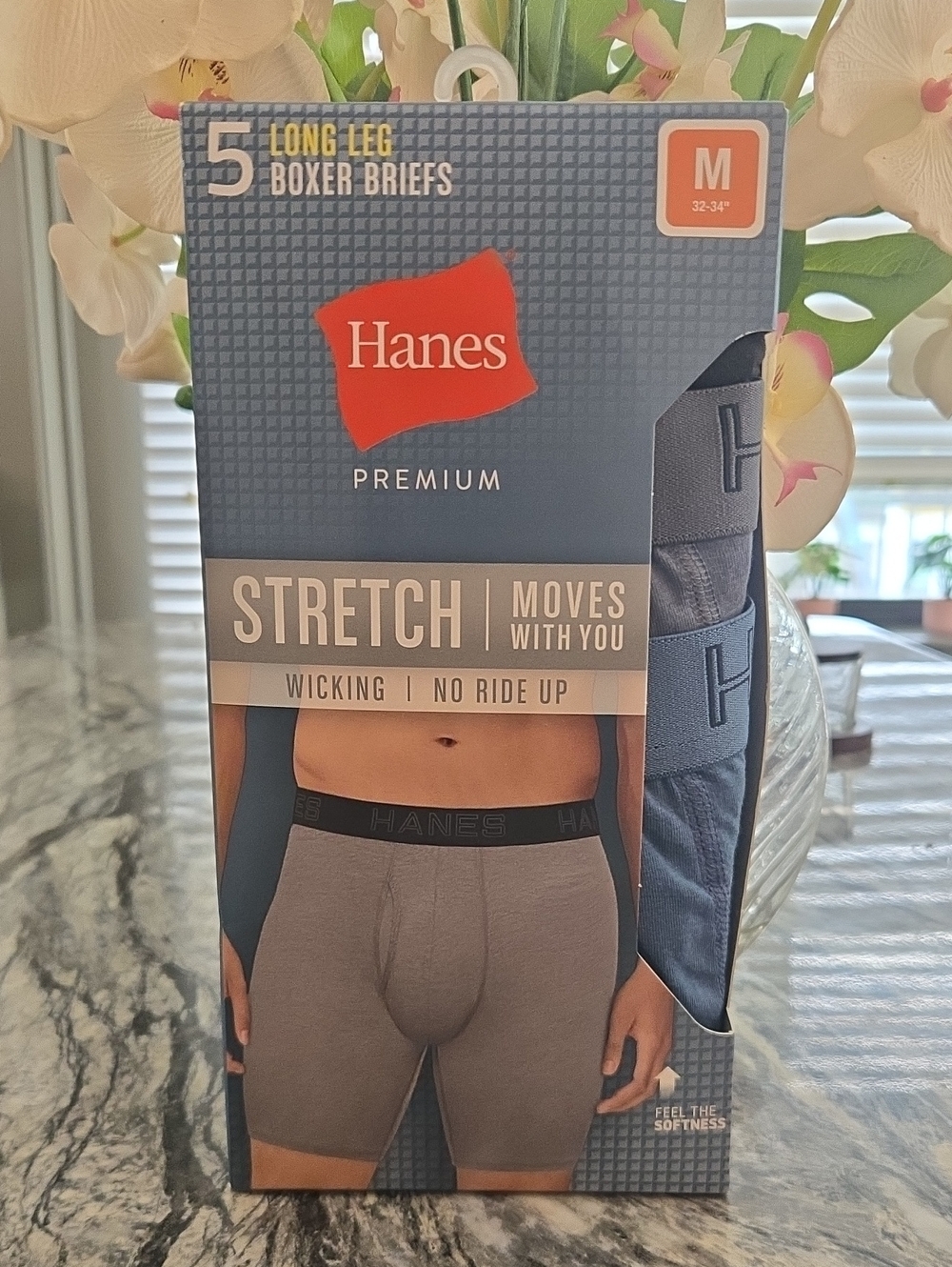 Hanes Men’s Long-Leg Boxer Briefs - Gray and Blue (5-Pack)